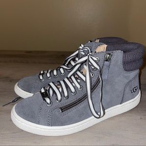 UGG Australia Suede Grey High Top Sneaker with Side Zipper | Women’s US 6.5